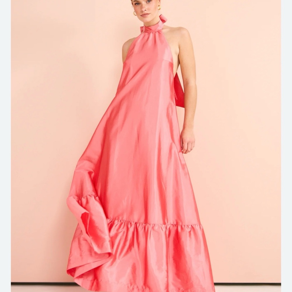 Hansen & Gratel Coral Maxi Halter Dress